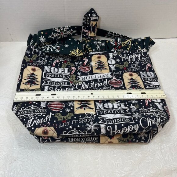 Handmade Winter Fabric Button Closure Cotton Tote Handbag w/Eyeglass Case NEW - Picture 9 of 10